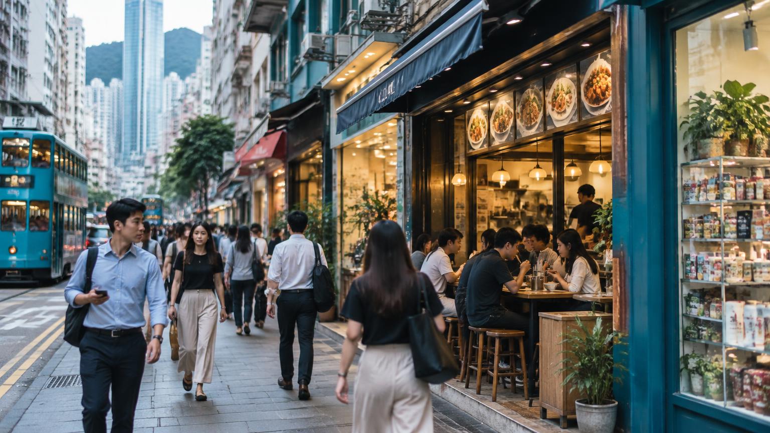 香港核心商業區街舖及餐飲店人流